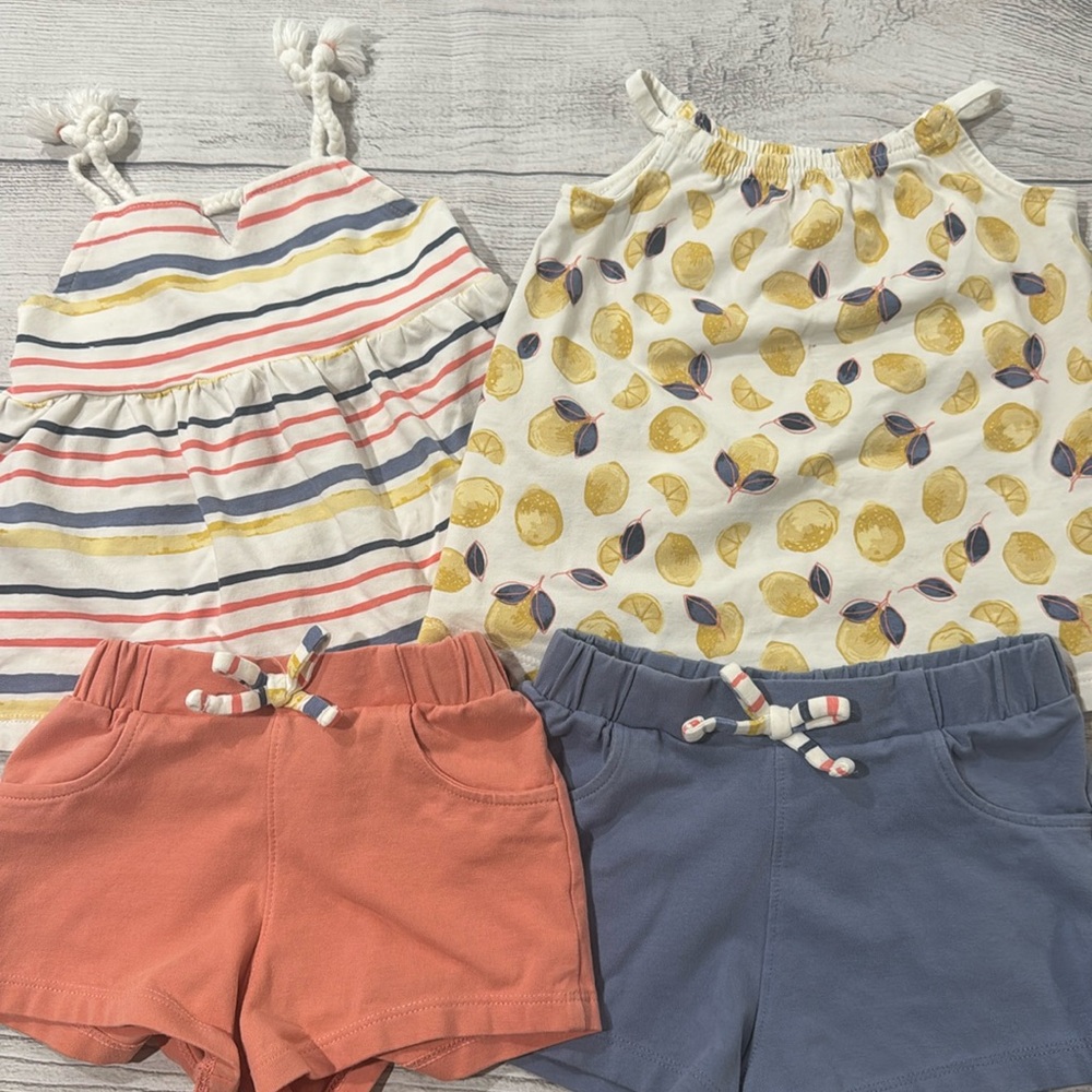 Tommy Bahama Baby Girls Striped and Lemon Print Summer Tops & Shorts Sets